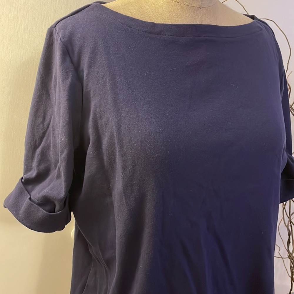 Lauren Ralph Lauren Stretch Cotton Boatneck Tee - Picture 2 of 6